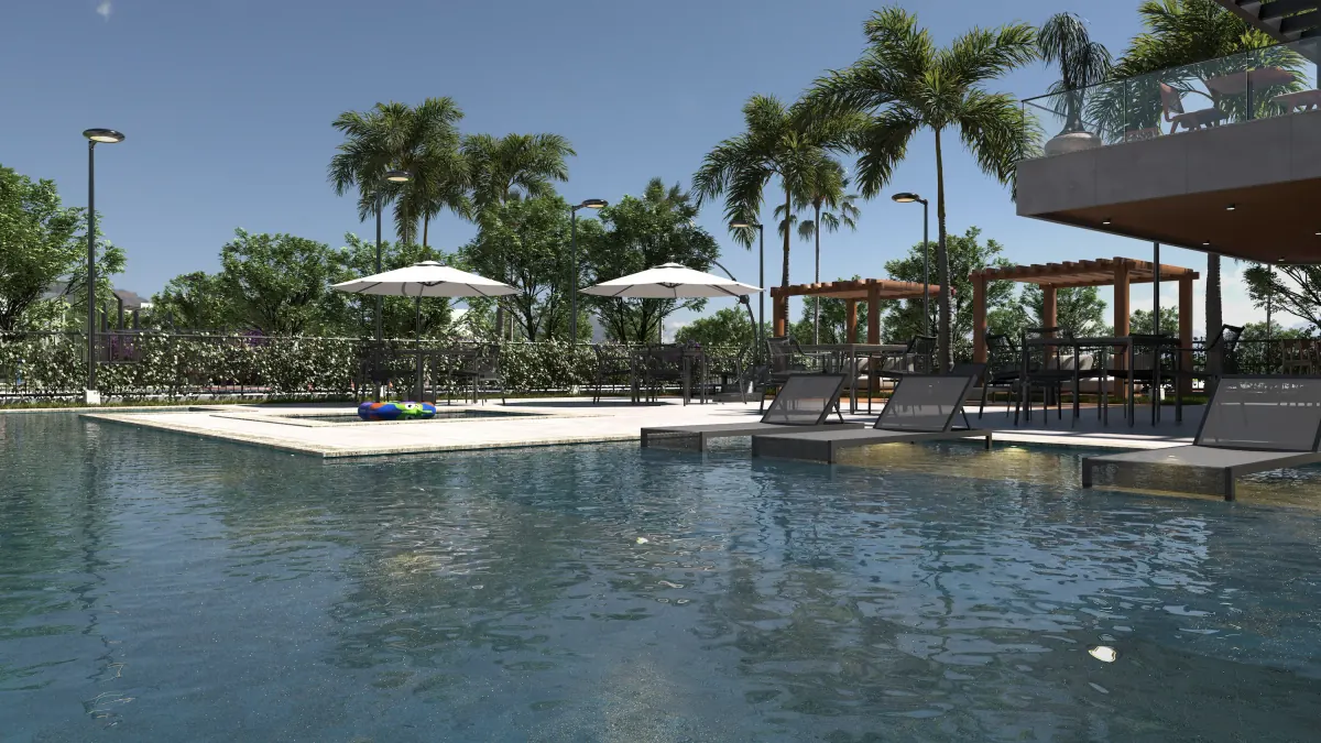 Piscina com linha d'água